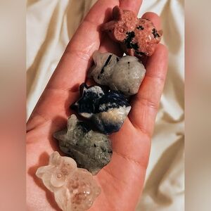 Adorable Genuine Crystal Gemstone Owl Carvings. Quartz, Labradorite, Sodalite
